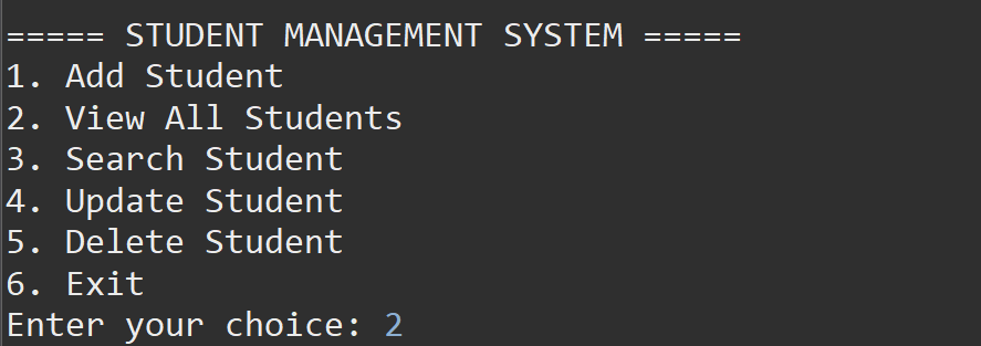 Student Management System Project
